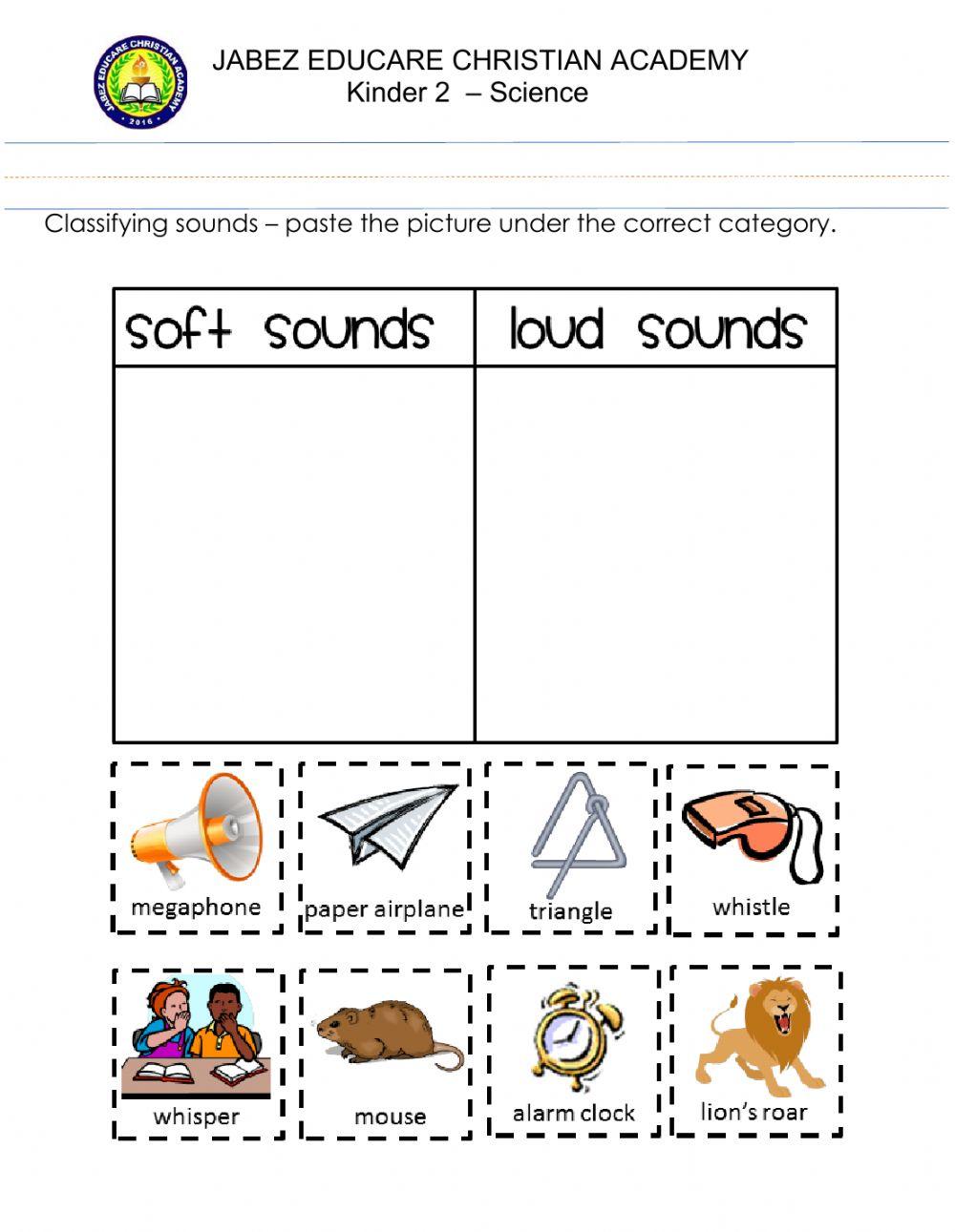 Worksheets sense of hearing