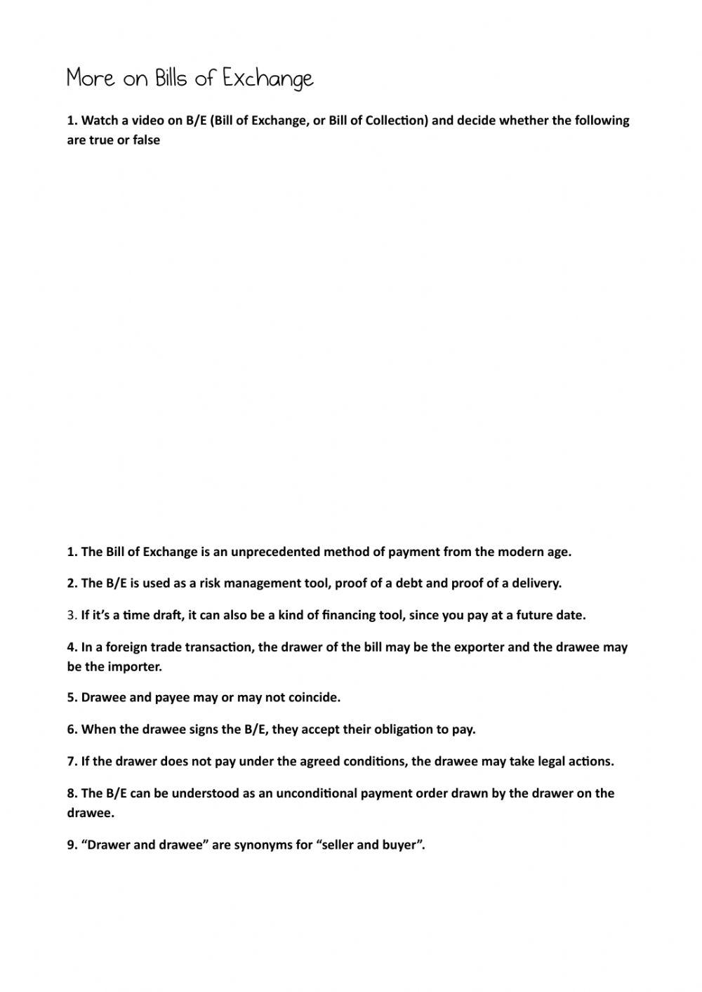 Bill of Exchange and Documentary Credit