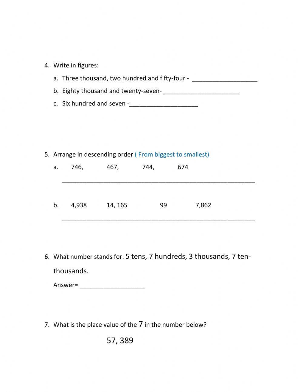 Number Concept up to Ten-Thousands