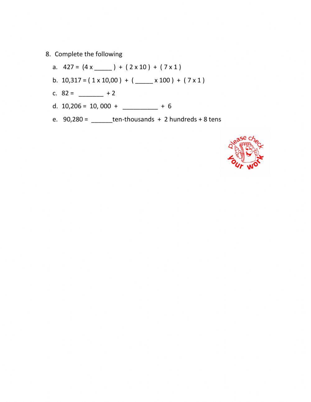 Number Concept up to Ten-Thousands
