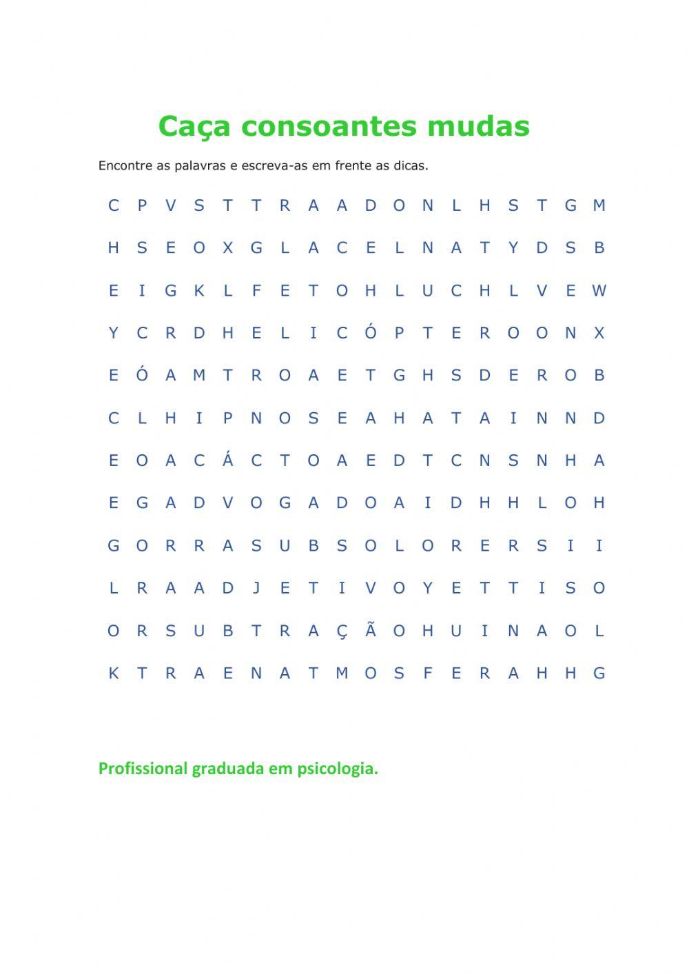 Caça consoantes mudas