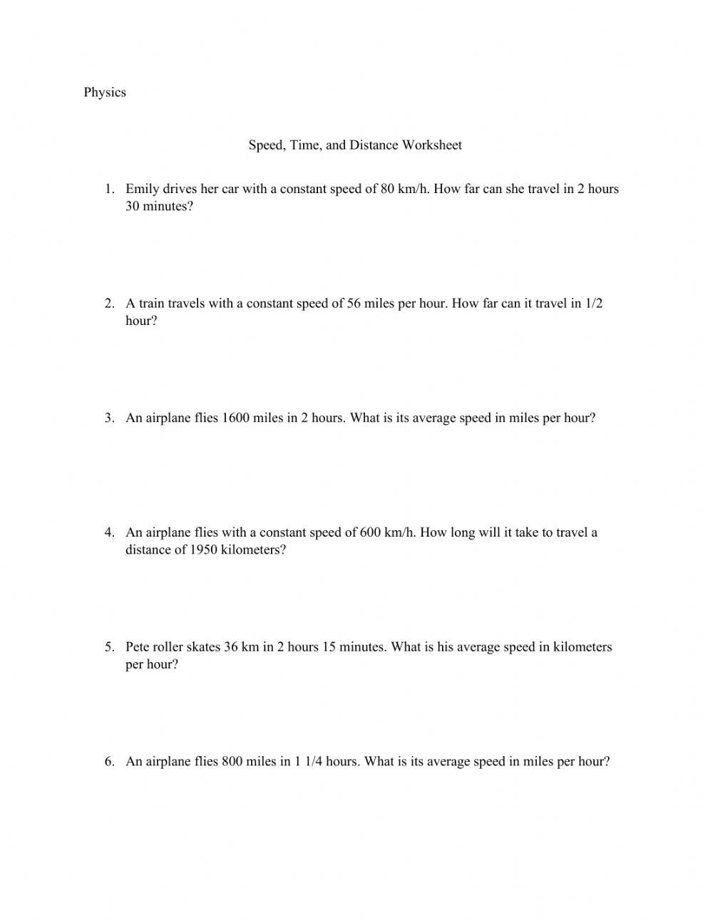 Speed, Time, Distance