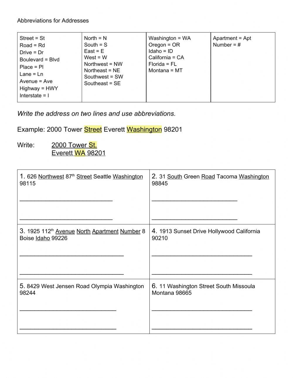 Correct Address Form - U.S.