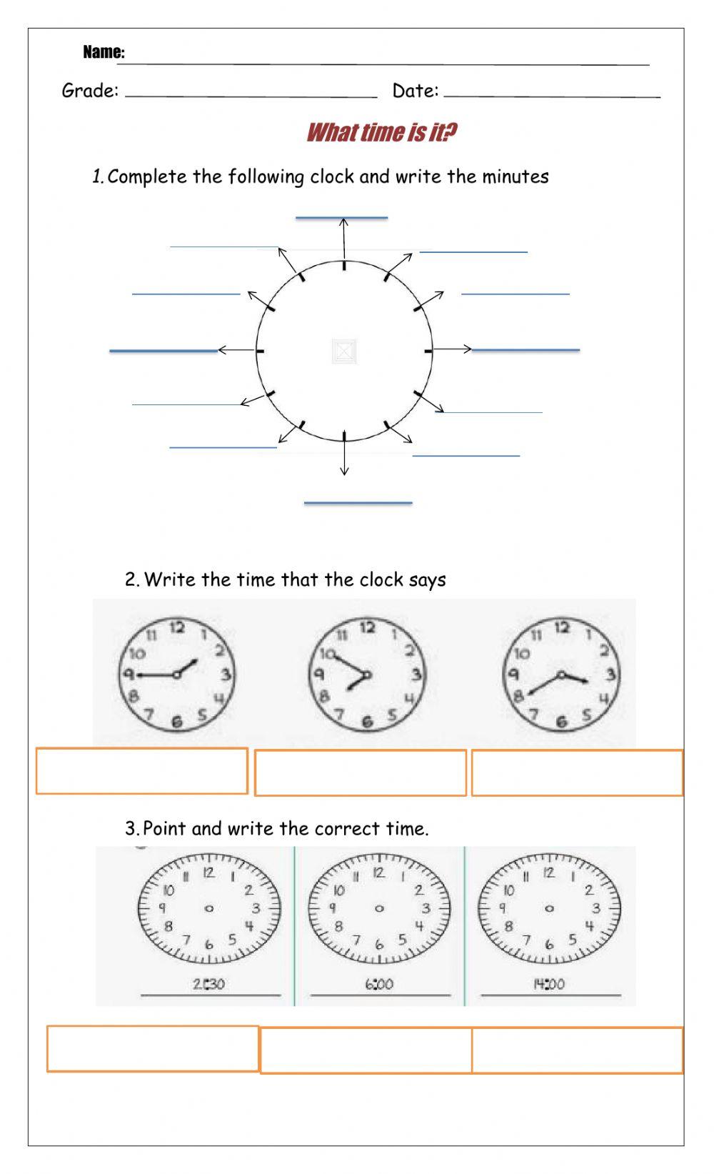 What time is it? interactive activity for 3 | Live Worksheets