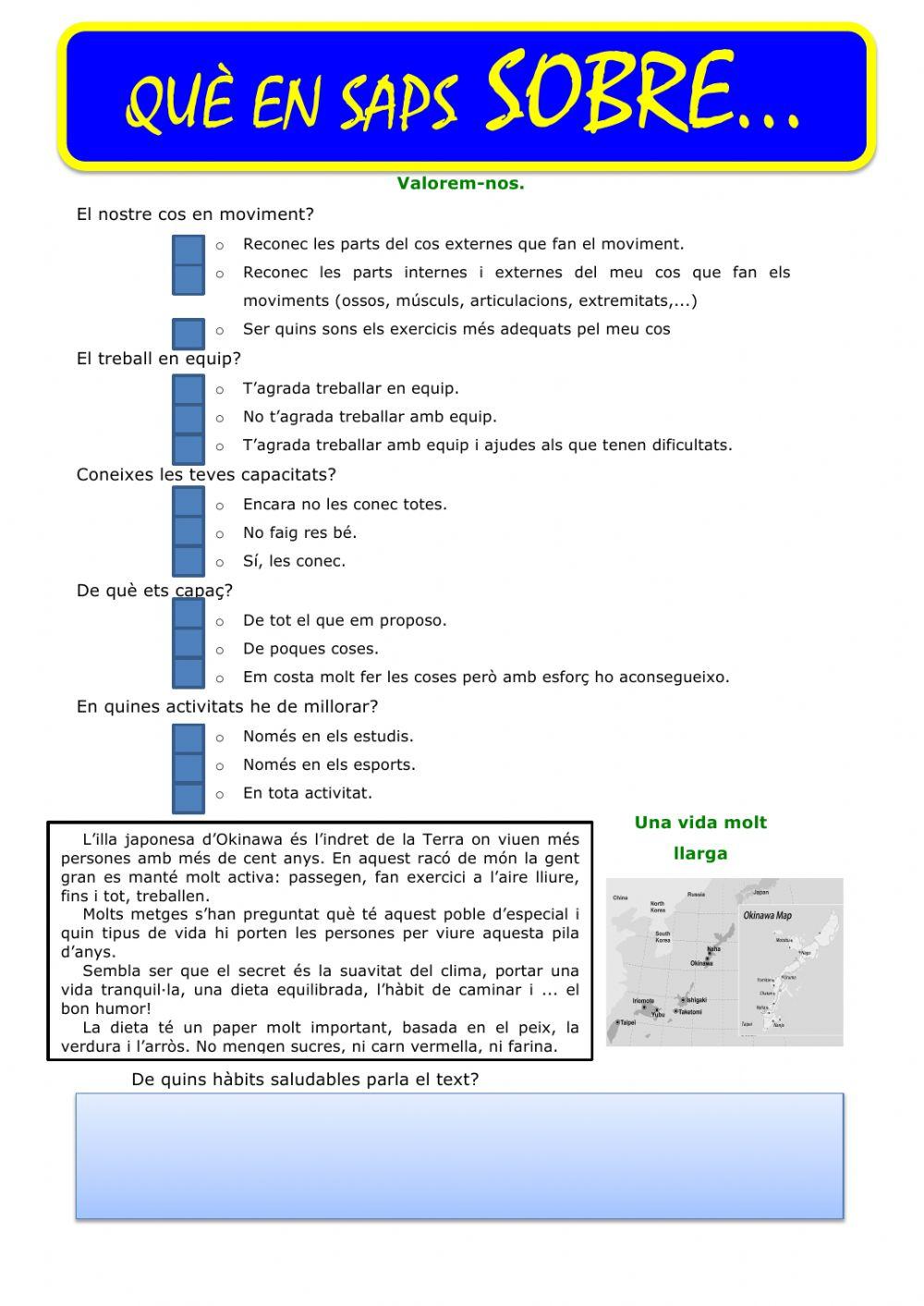 Que saps sobre...Fitxa d'habits VII Cicle Superior-5è