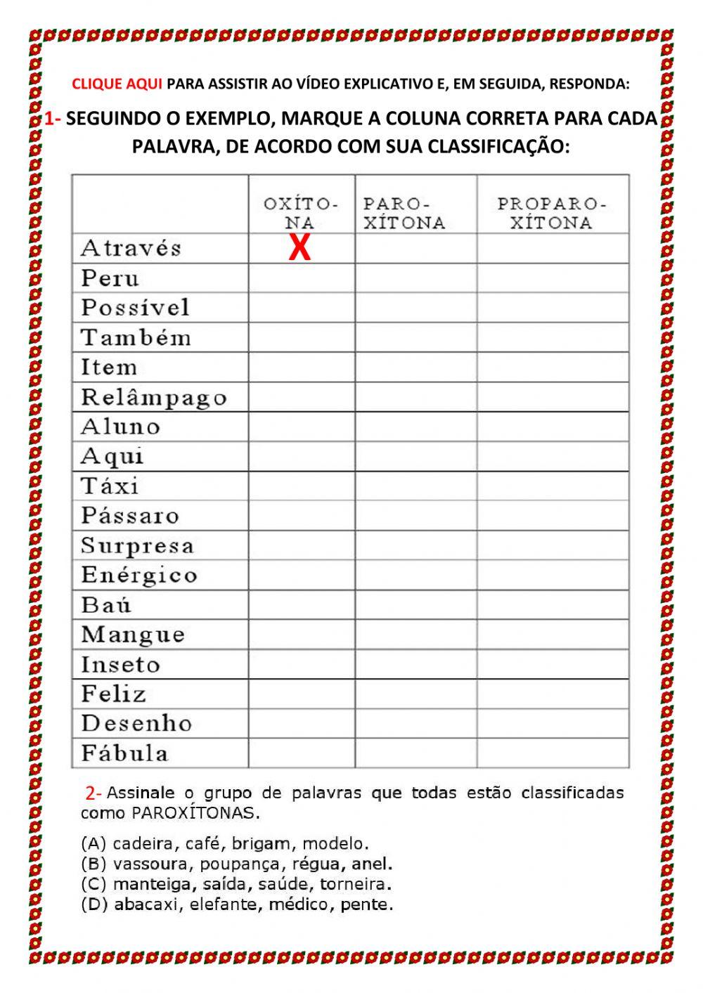 Atividade - regras de acentuação