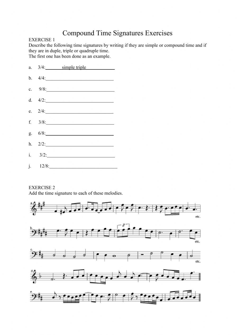 compound time online exercise for | Live Worksheets