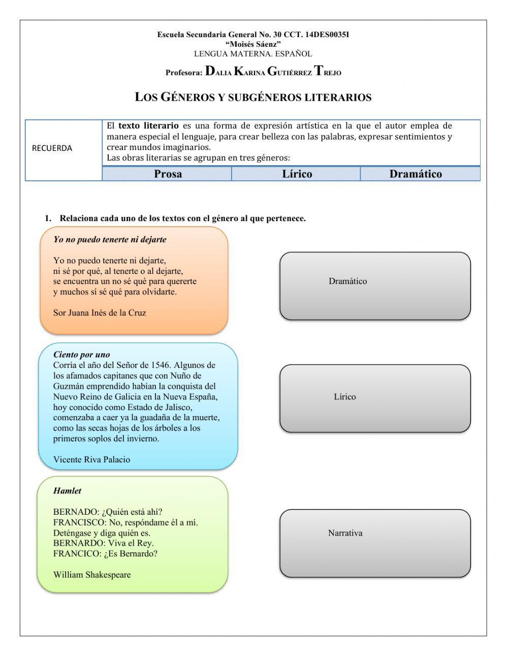 Los Géneros y subgéneros literarios