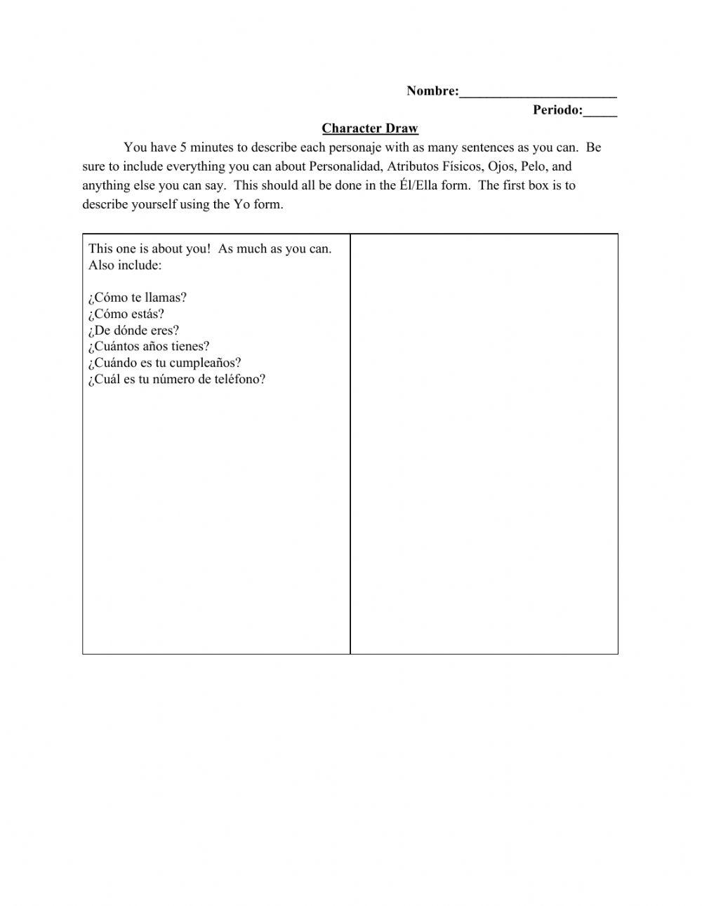 S1U2 Character Draw worksheet | Live Worksheets