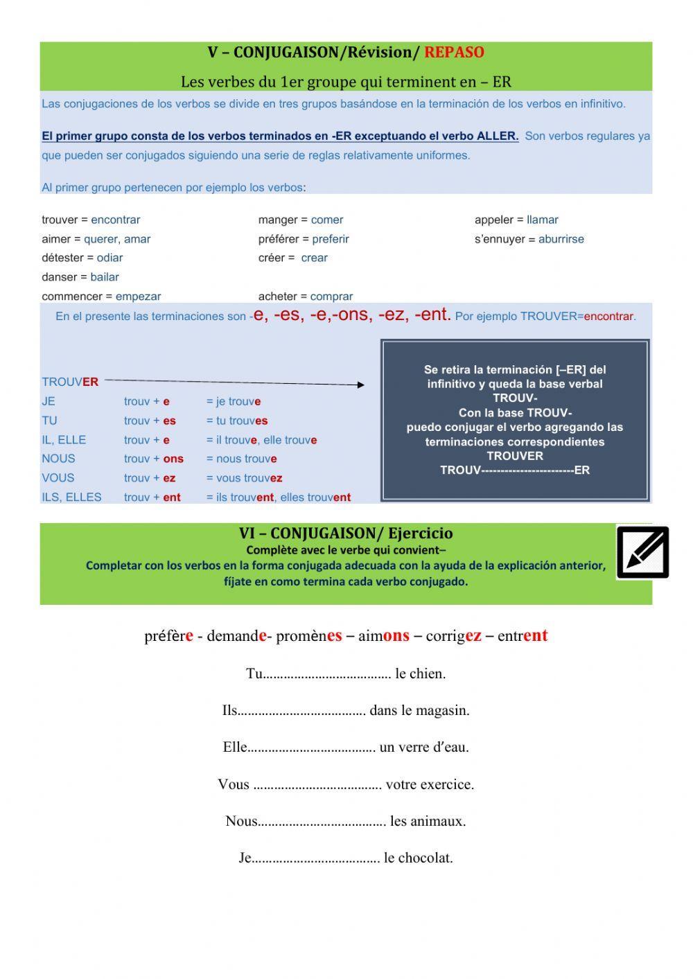 Conjugaison - Verbes du 1er Groupe - Présent