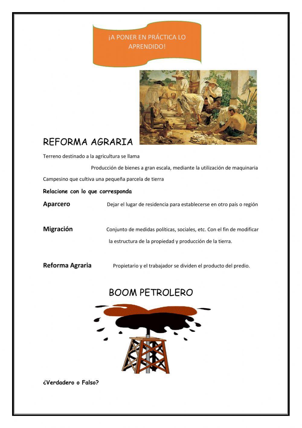 Reforma Agraria y Boom Petrolero