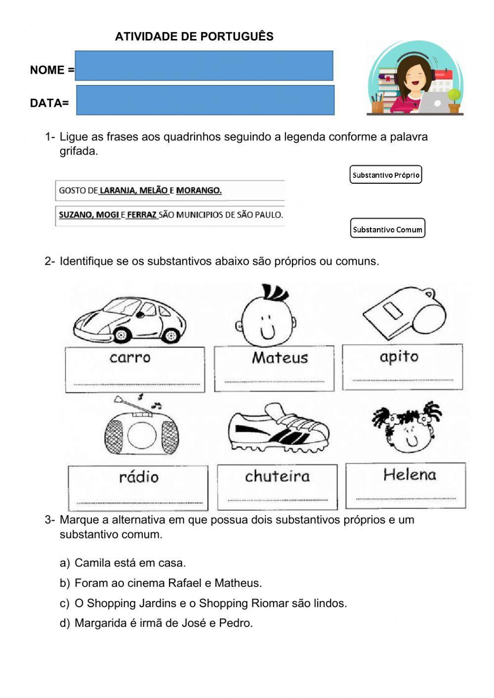 Substantivo comum e próprio