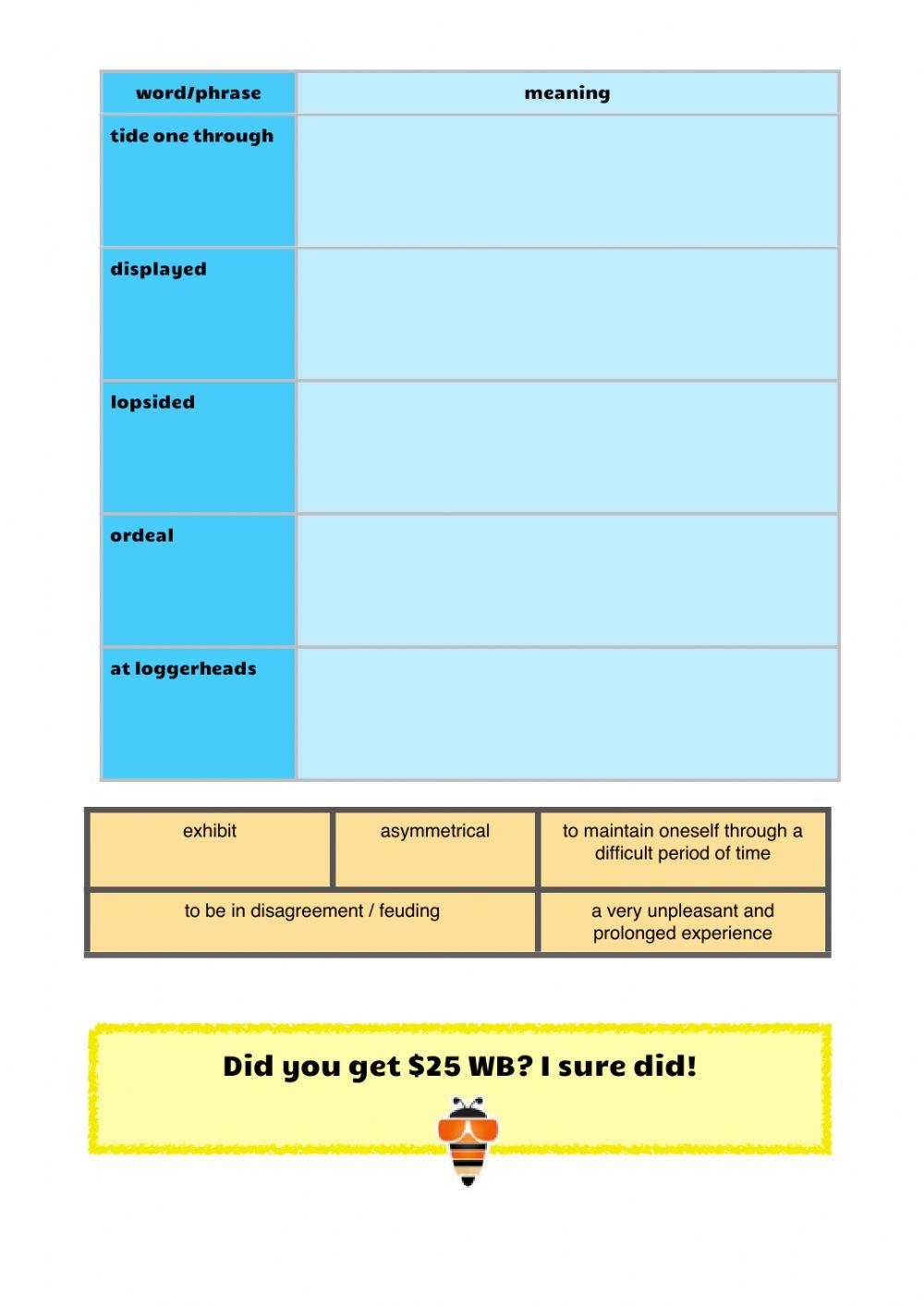 Vocabulary workbook p5-6 Part F