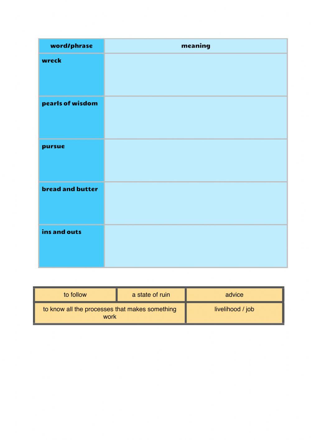 Vocabulary workbook p5-6 Part G