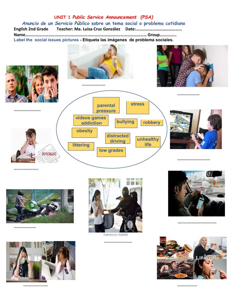 Unit 1 public service announcement psa online exercise for live