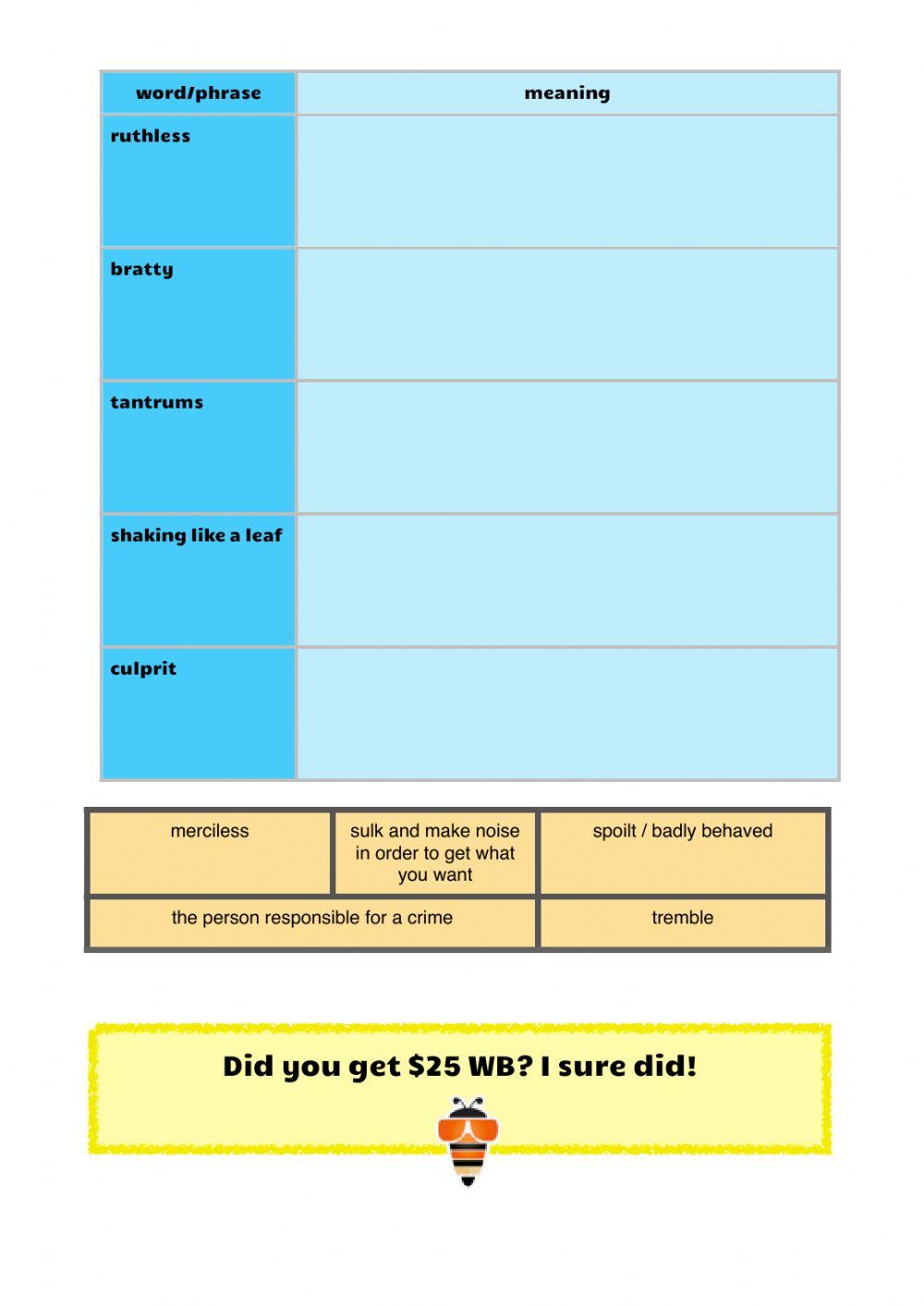 Vocabulary workbook p5-6 Part J