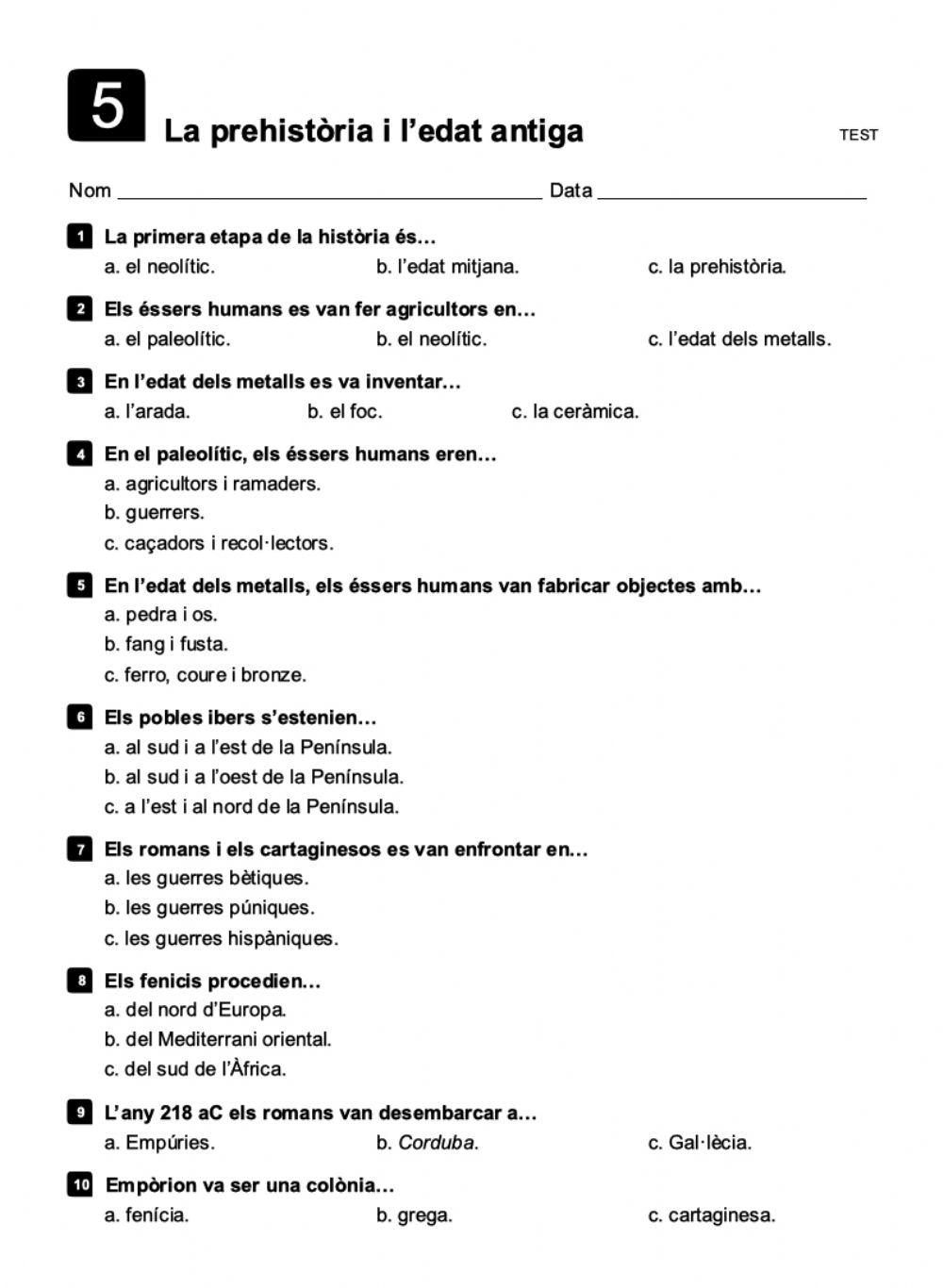 Prehistòria i Edat Antiga