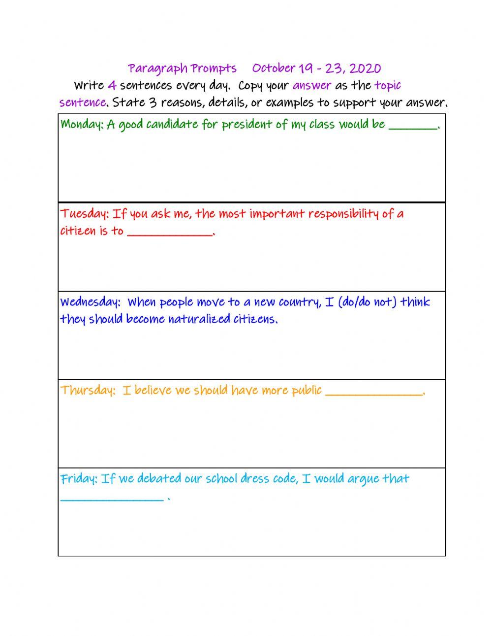 Vocabulary Paragraphs Election 2