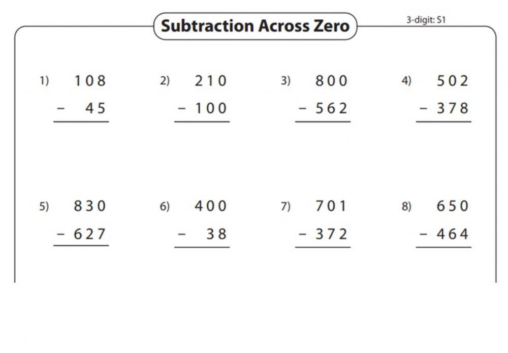 Subtract across zero