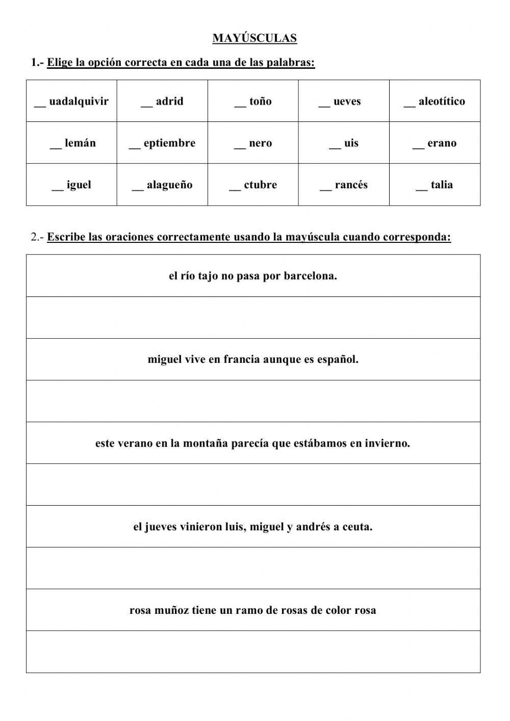 Uso de las mayúsculas