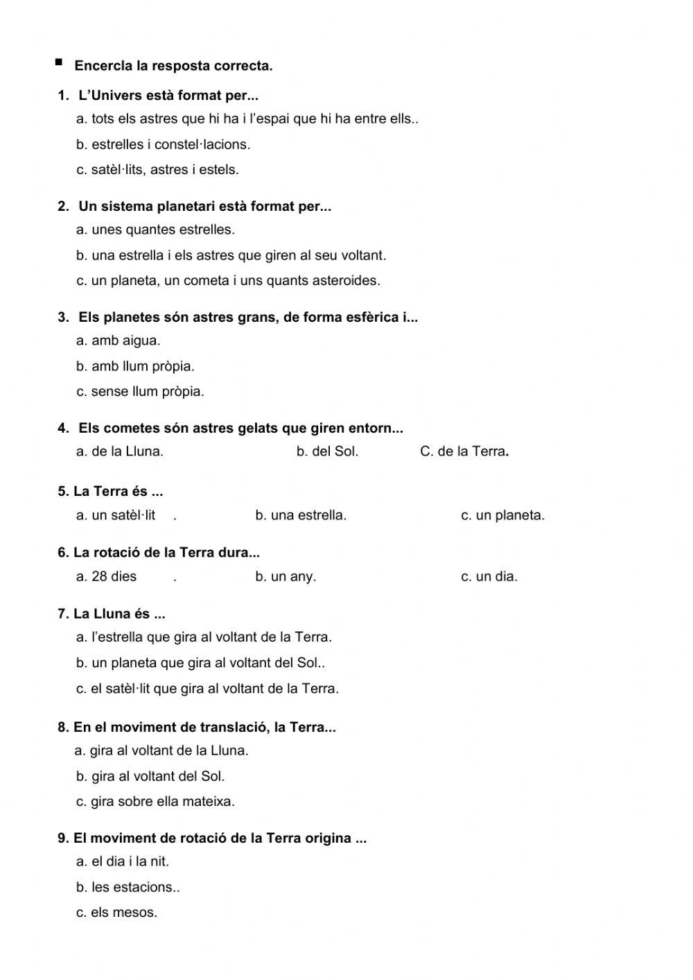 La Terra i l'Univers