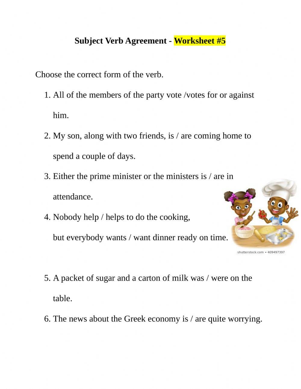 Subject Verb Agreement Test 5 online exercise for | Live Worksheets