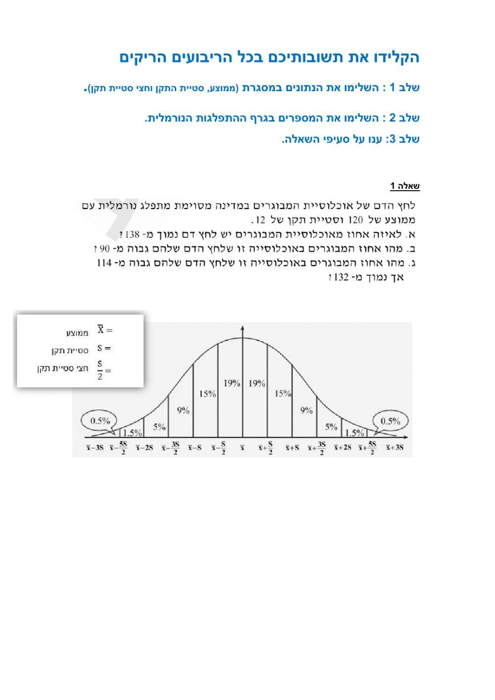 התפלגות נורמלית- סידור וקריאת נתונים