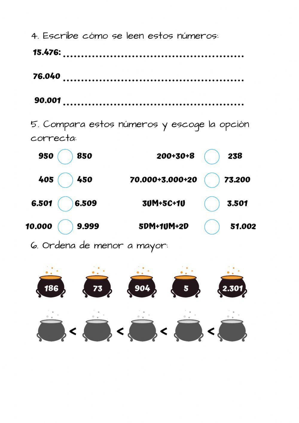 Números de cuatro y cinco cifras