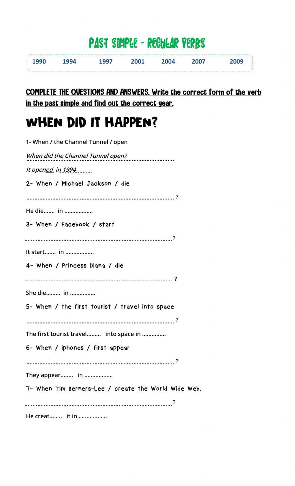 Past simple regular verbs yes-no questions