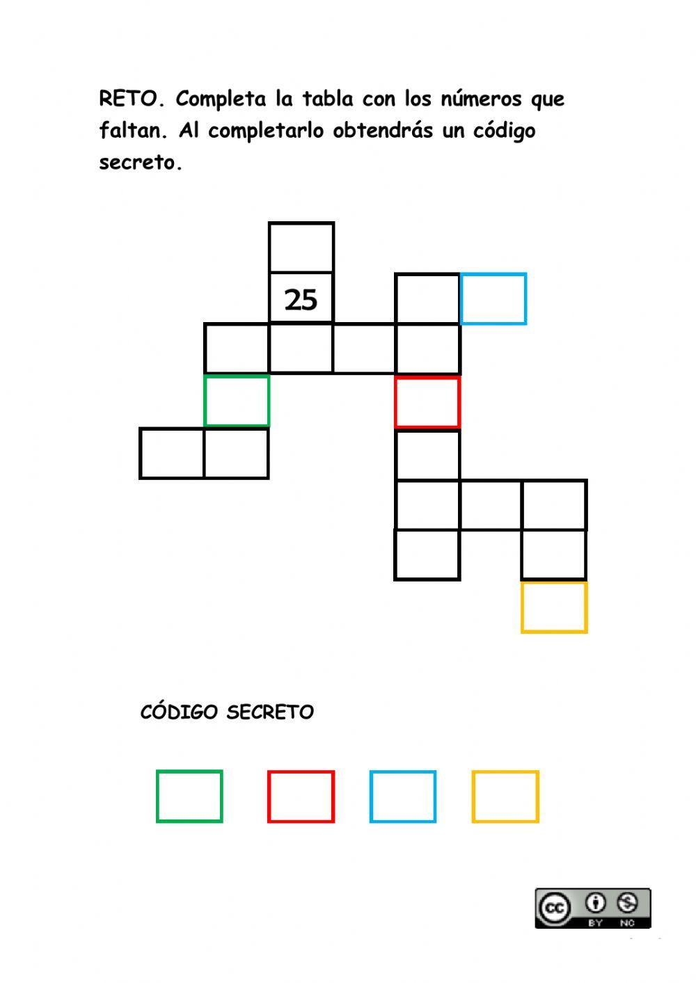 Completa la tabla del 100
