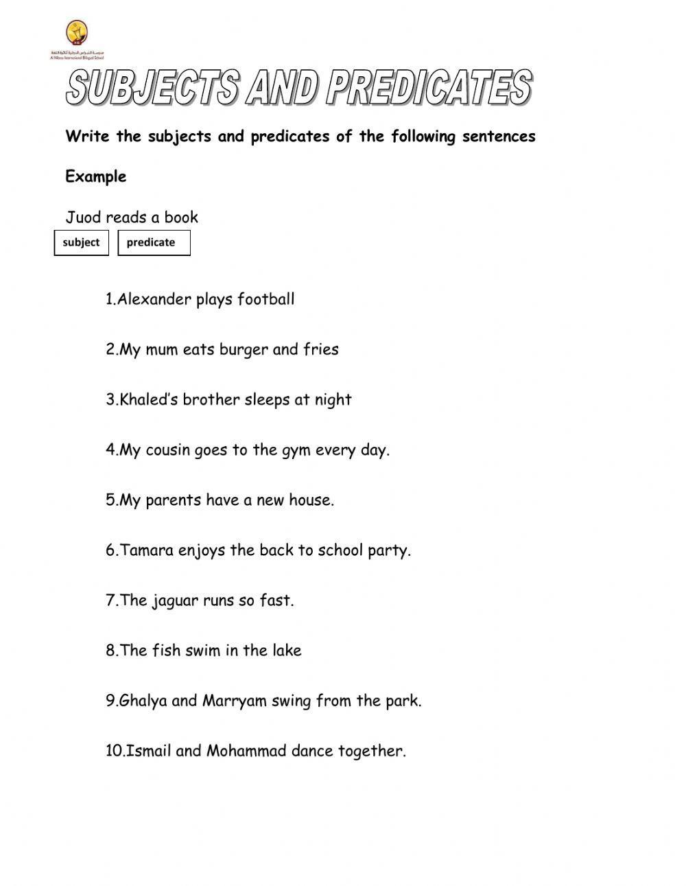 412078 Subjects And Predicates Emmanuel Mwaka1 412078 Subjects And Predicates Emmanuel Mwaka1