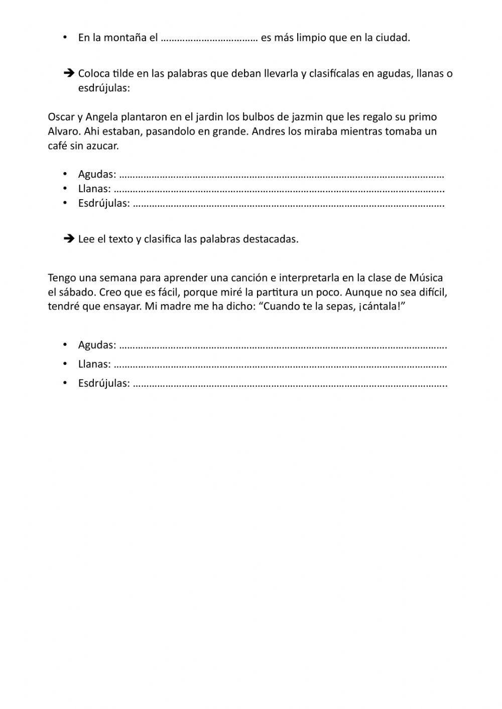 Reglas generales de acentuación