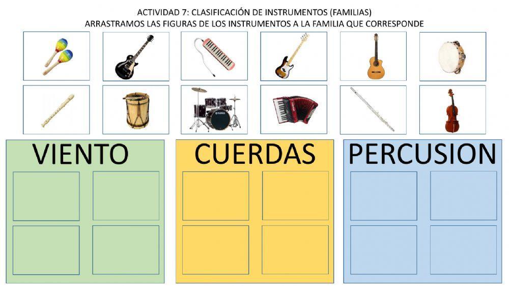 Actividad 7: Instrumentos Musicales. Familias (Nivel 2)