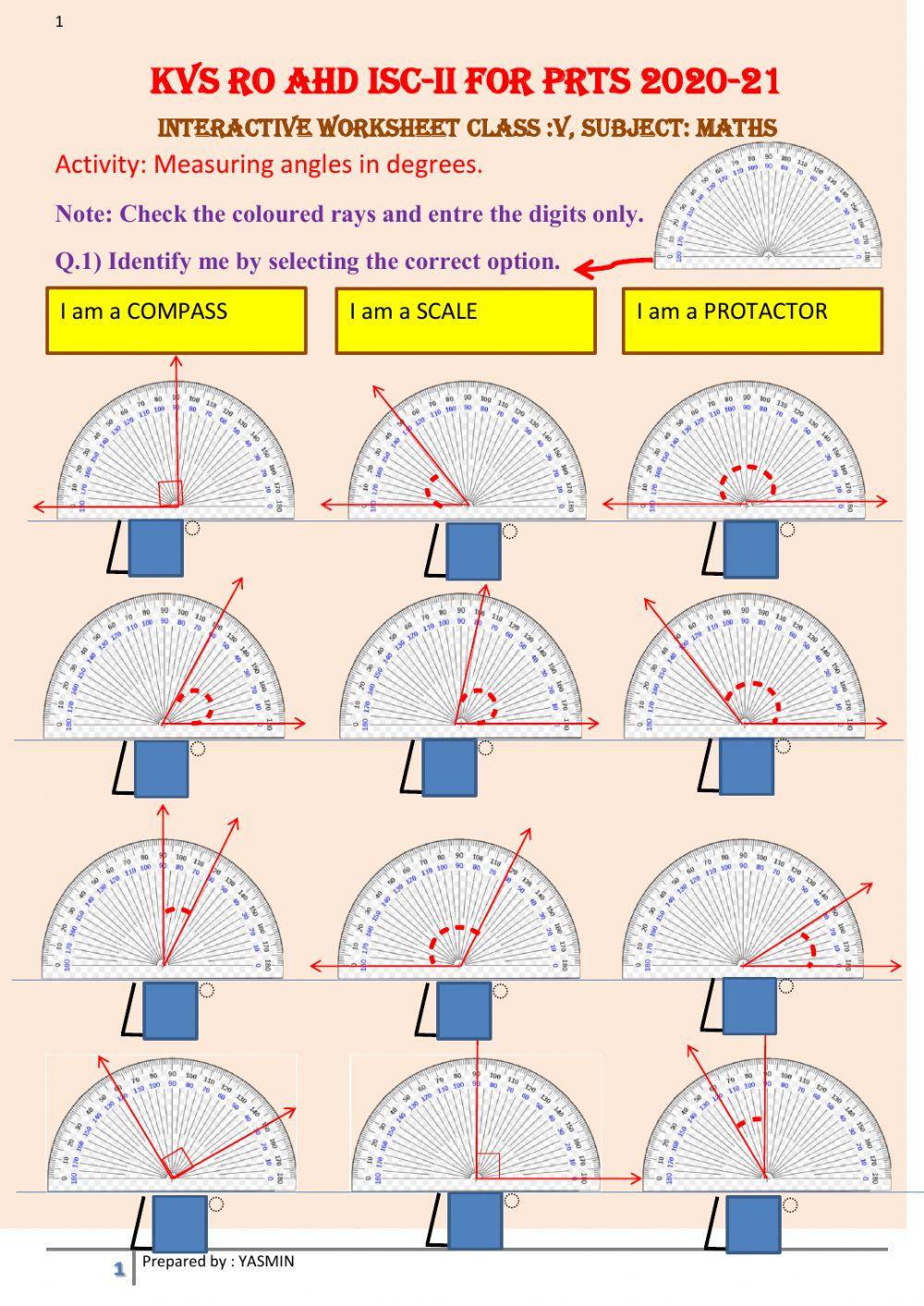 Measuring angle… | Free Interactive Worksheets | 412397, image size:1000x1413