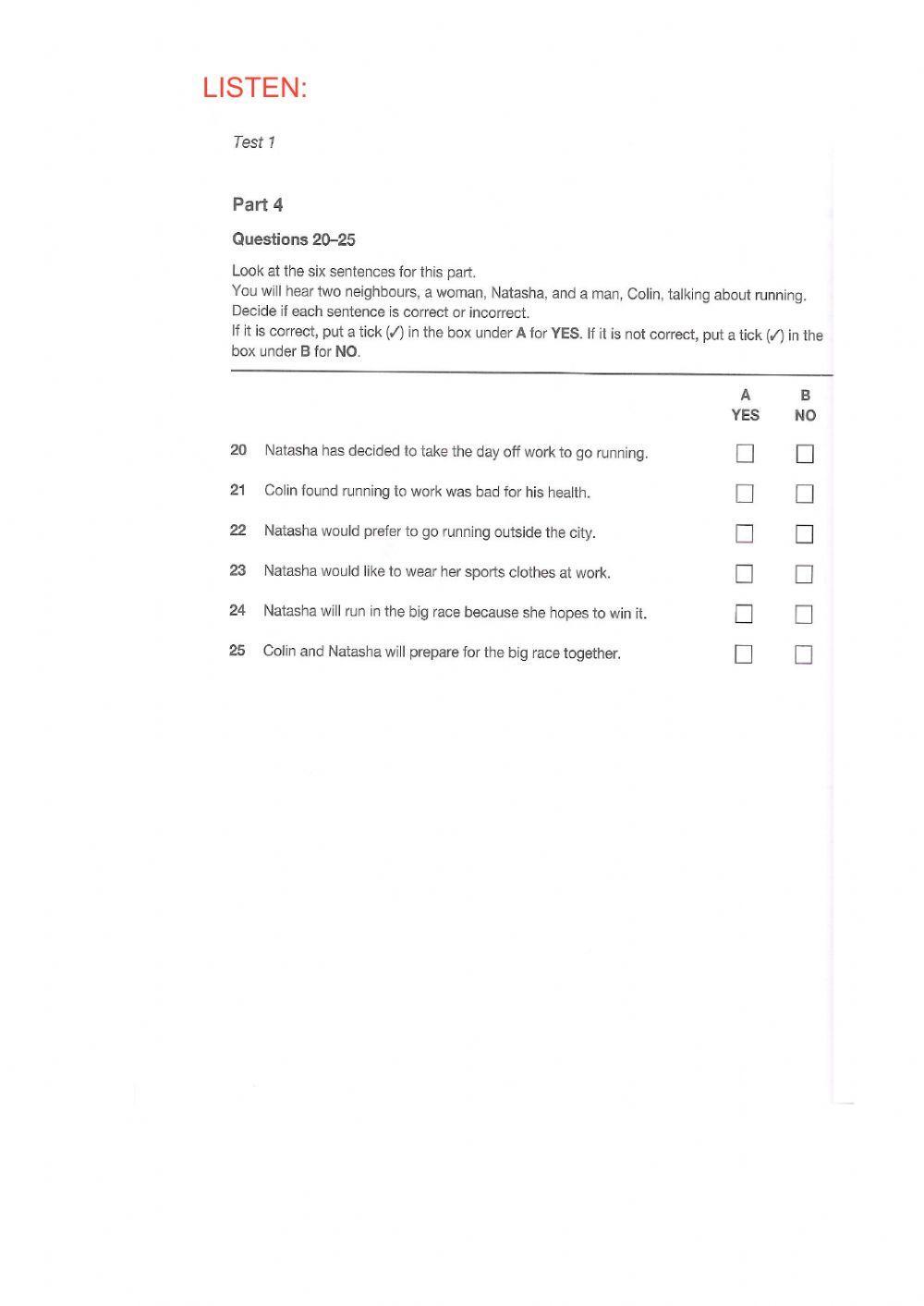 PET Listening Part 4