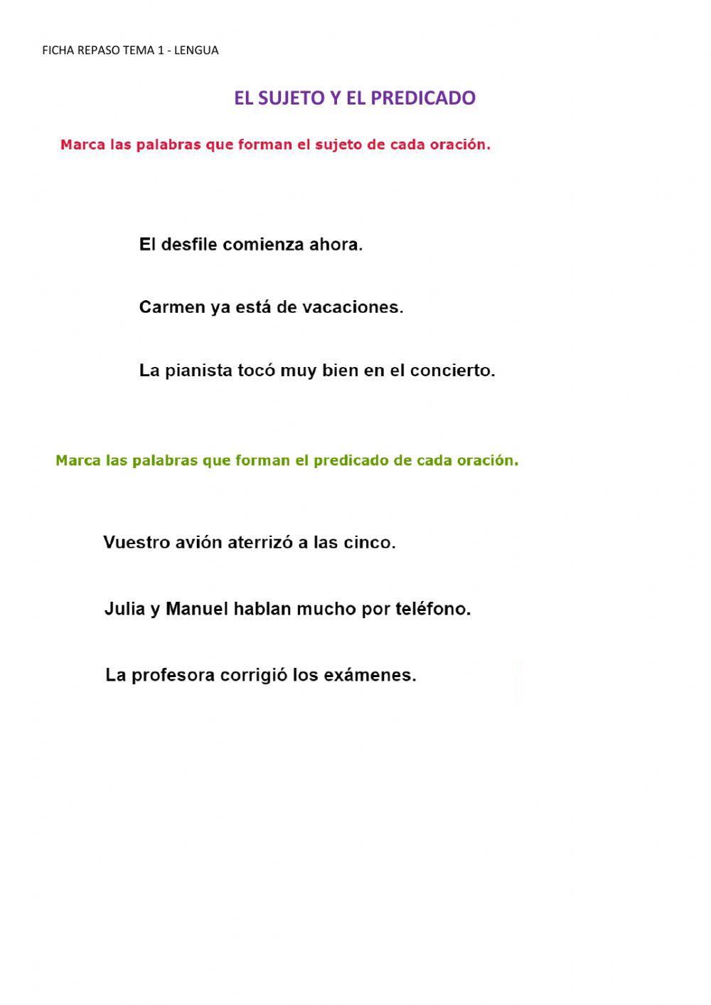 Repaso tema 1 - lengua Repaso tema 1 - lengua