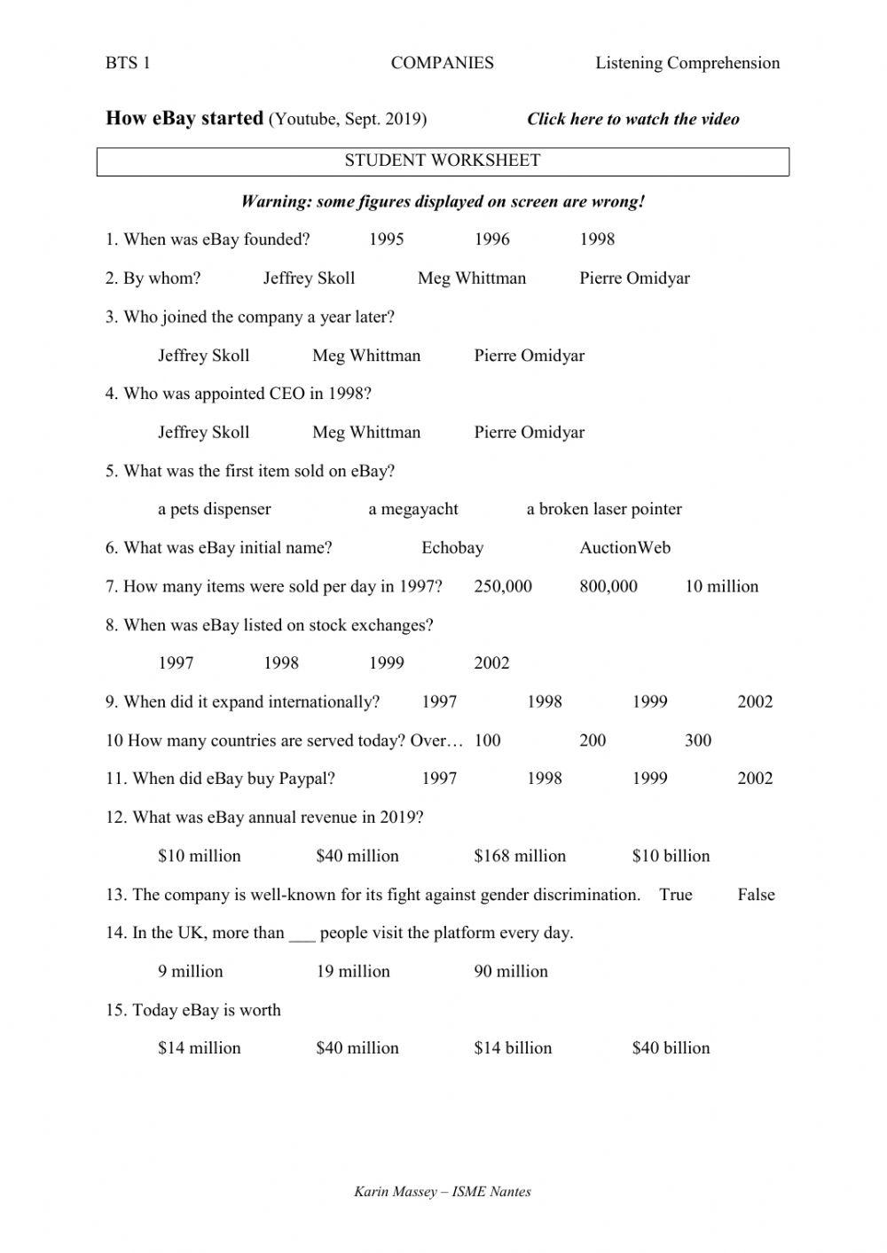 How eBay started (Listening Comprehension)