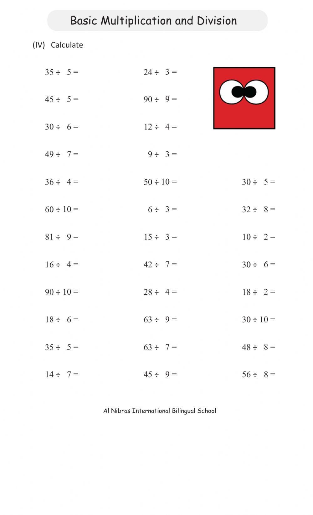 Multiplication & Division Facts Review