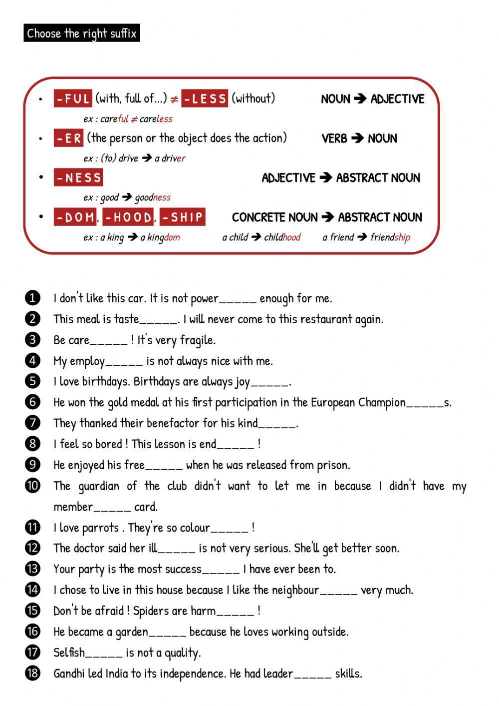 Choose the right suffix
