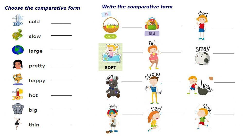 Short adjectives comparative form
