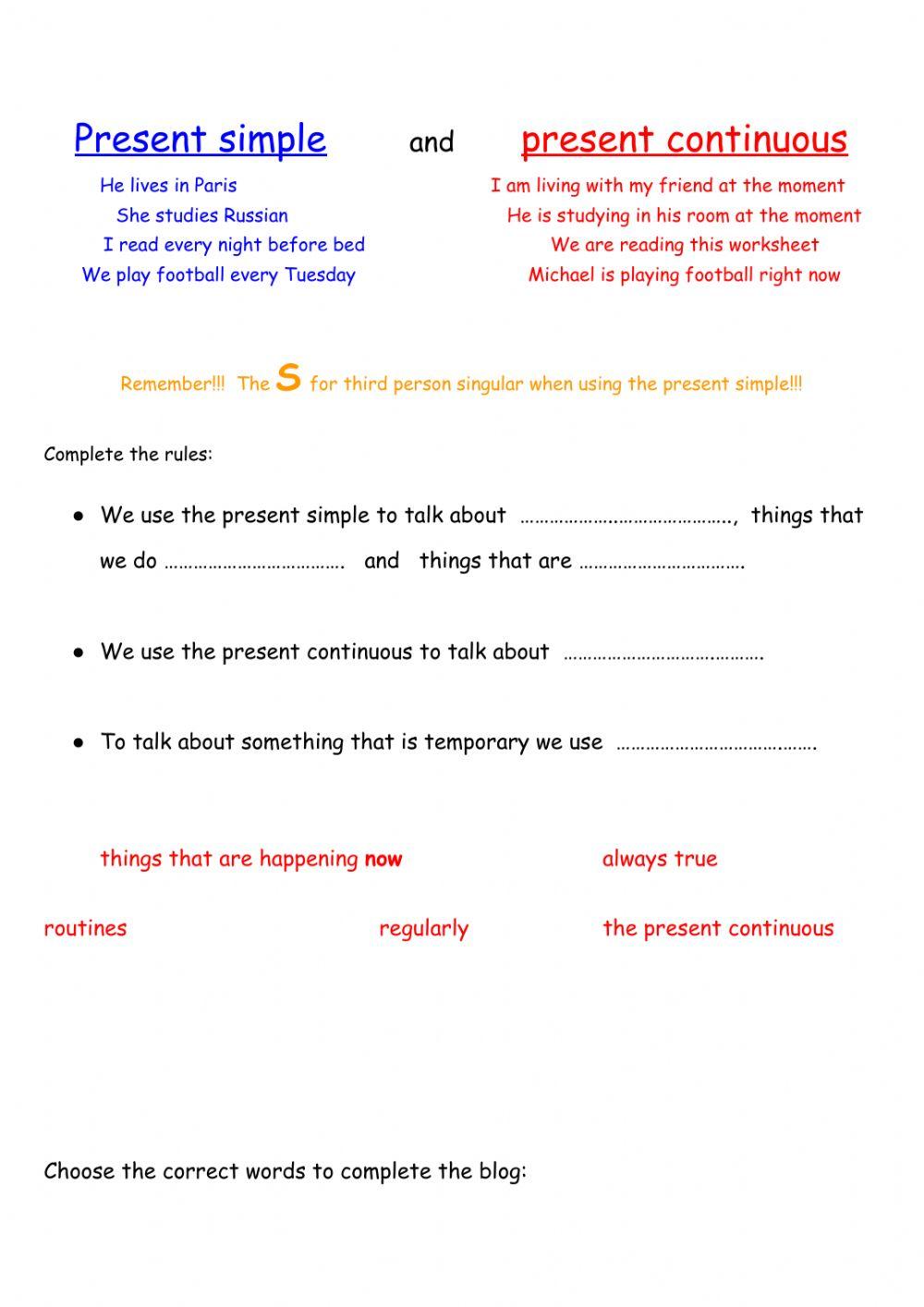 Present simple and present continuous Present simple and present continuous