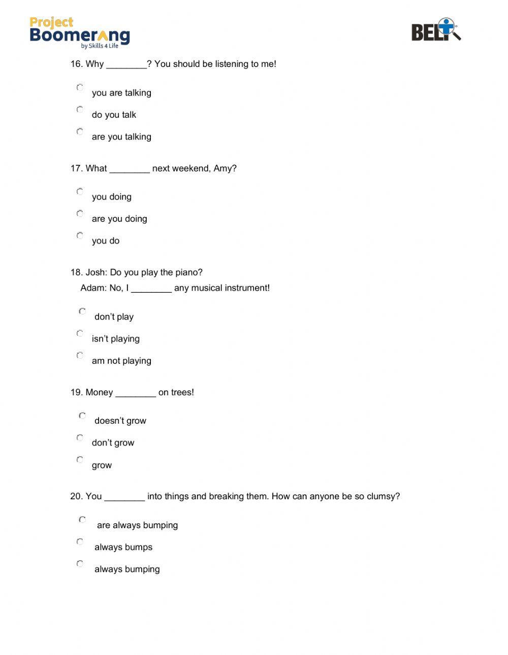 BELT Grammar Practice