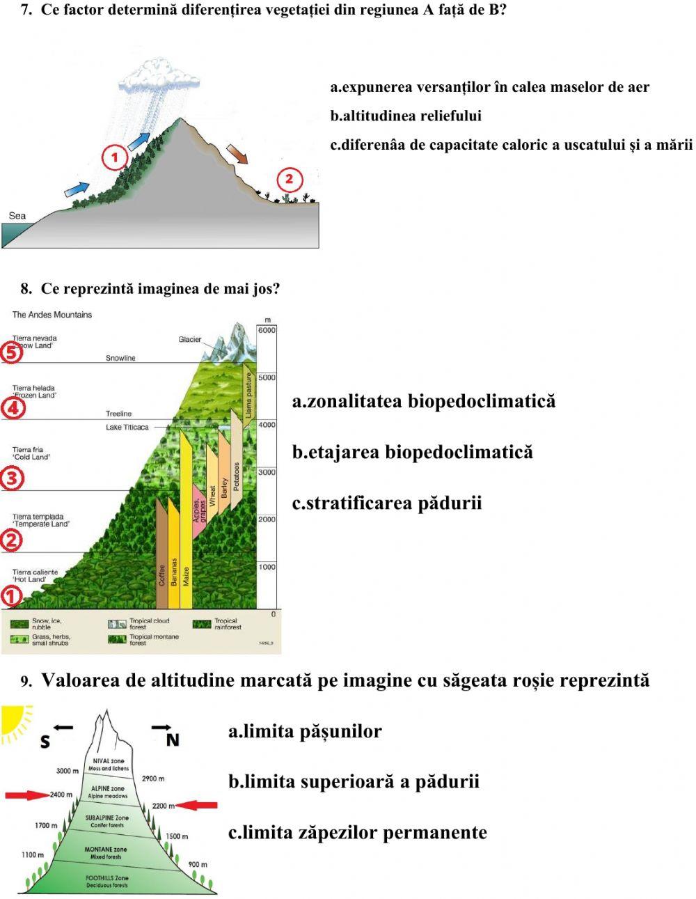 Test de evaluare-factorii geoecologici, tipuri de relații între componentele mediului
