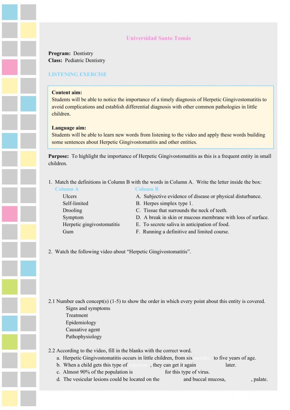 02-Listening:  Herpetic gingivostomatitis