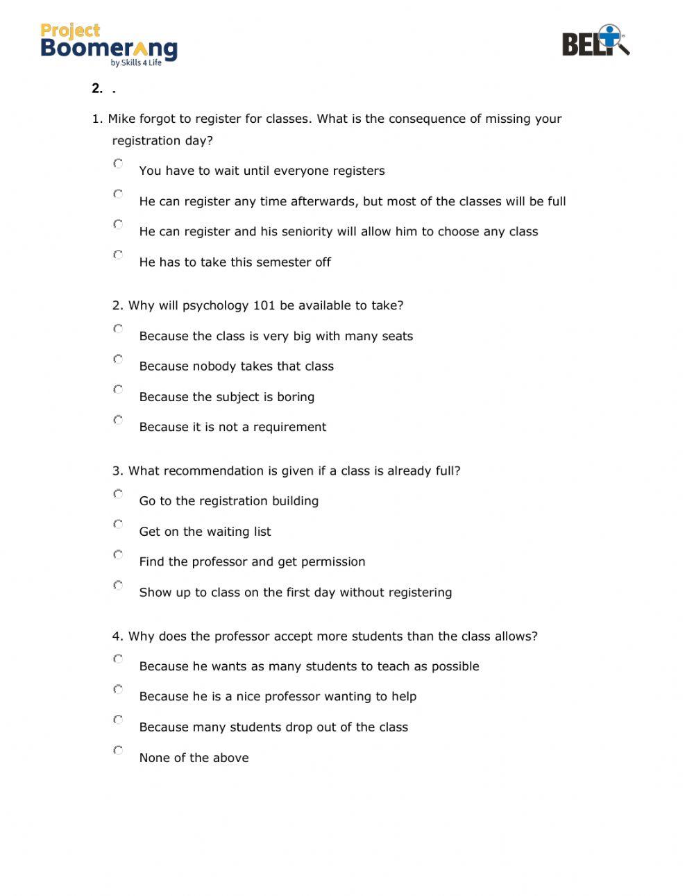 BELT Listening Comprehension Practice Part II