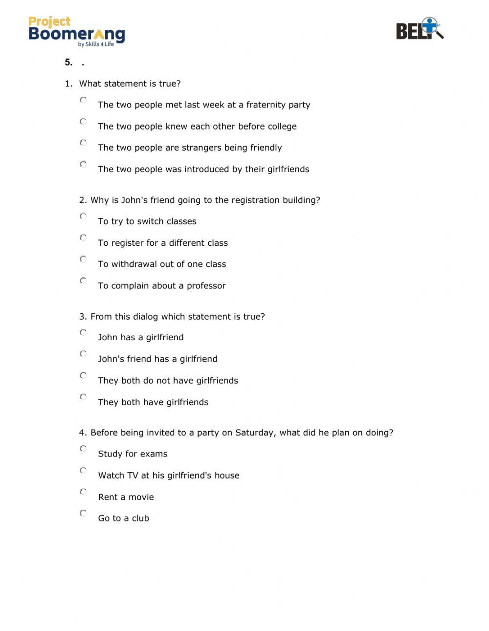 BELT Listening Comprehension Practice Part II