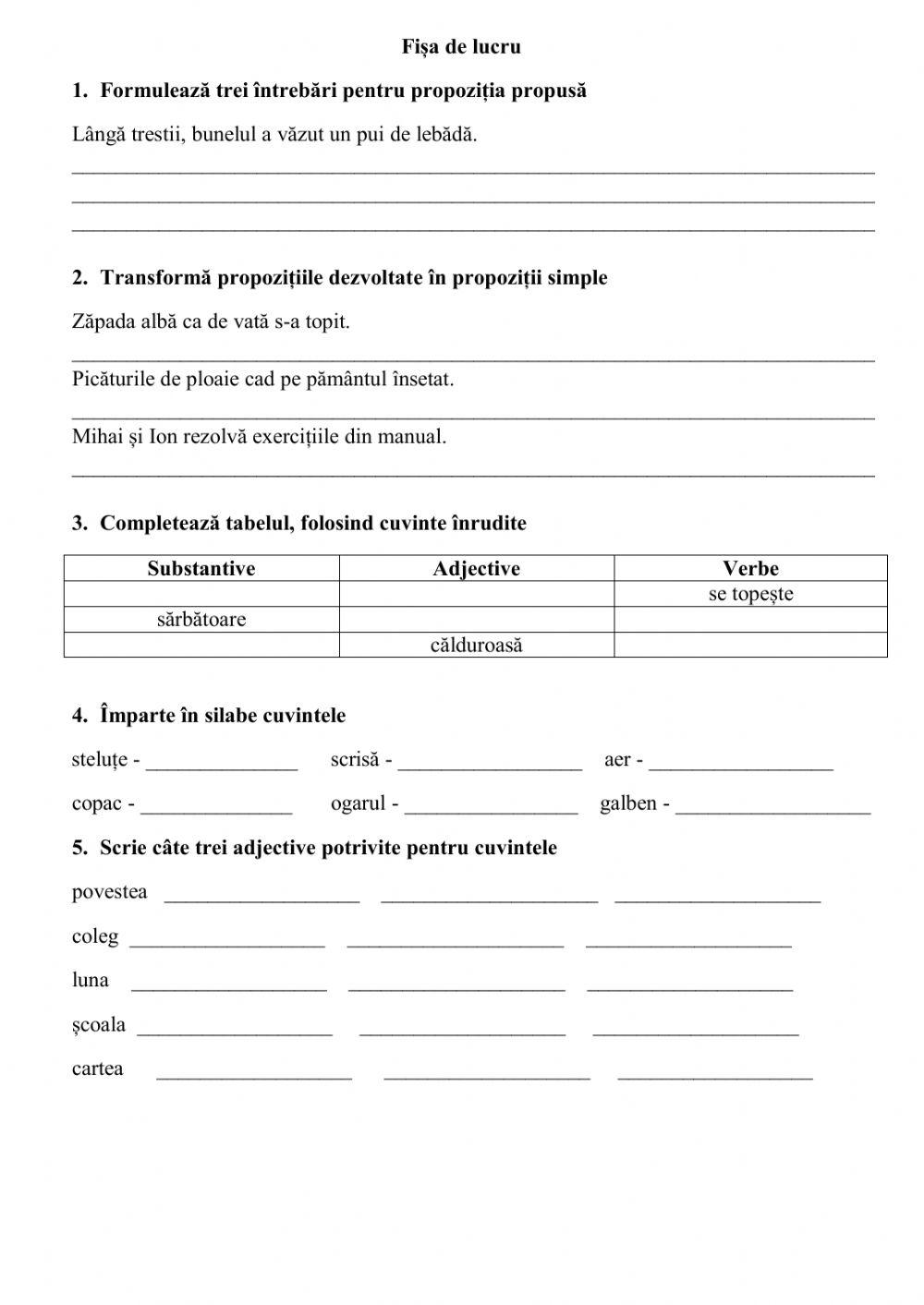 Exerciții gramaticale