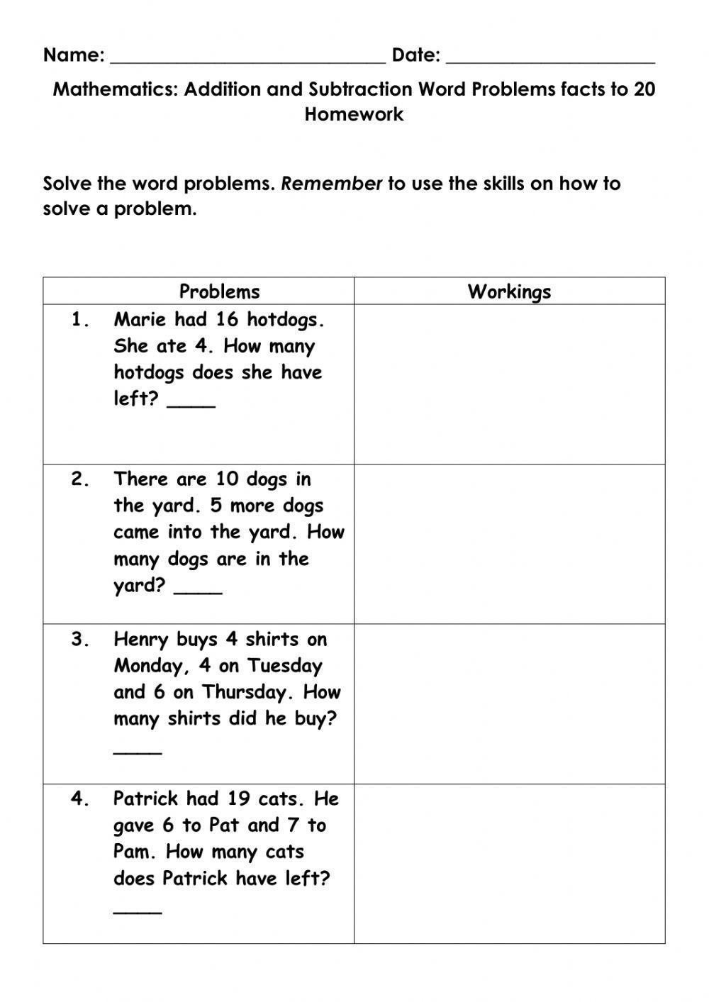 413390 mathematics addition and subtraction word