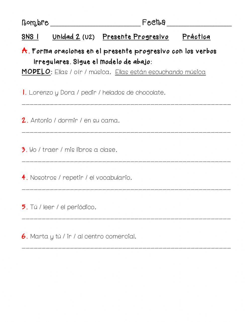 Presente Progresivo - Verbos Irregulares