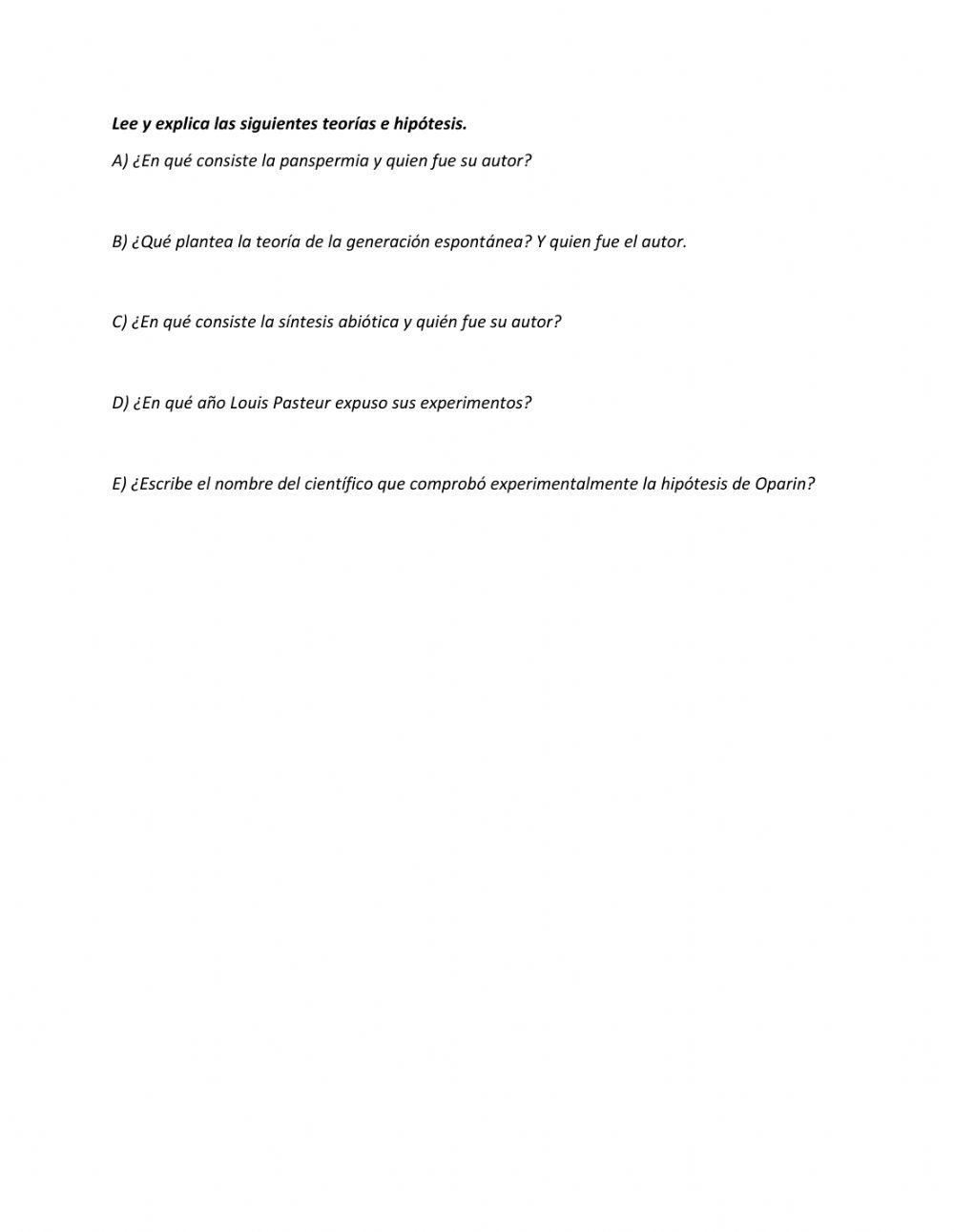 Las teorías del origen de la vida